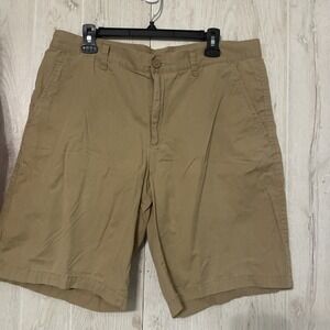 Columbia Washed Out Khaki Chino Shorts Sz 36w Cotton Flat Front‎ 10" Inseam